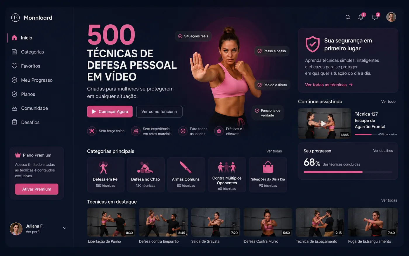 Área de membros do curso